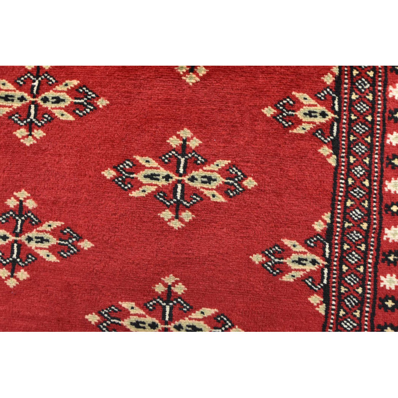 Tapis oriental rouge en laine noué à la main 5 pi 11 po x 9 pi Bokhara