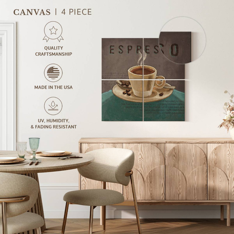 Yarlin Coffee And Co II bleu sarcelle et gris, H 18 po x l 18 po