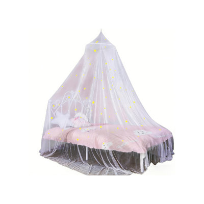 Bed Canopy with Fluorescent Stars Glow in Dark, Twin Or Full Size Beds, Fire Retardant Fabric