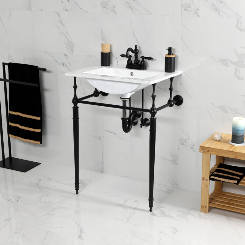 Robinet de salle de bain avec drain Heritage Centerset, Noir mat