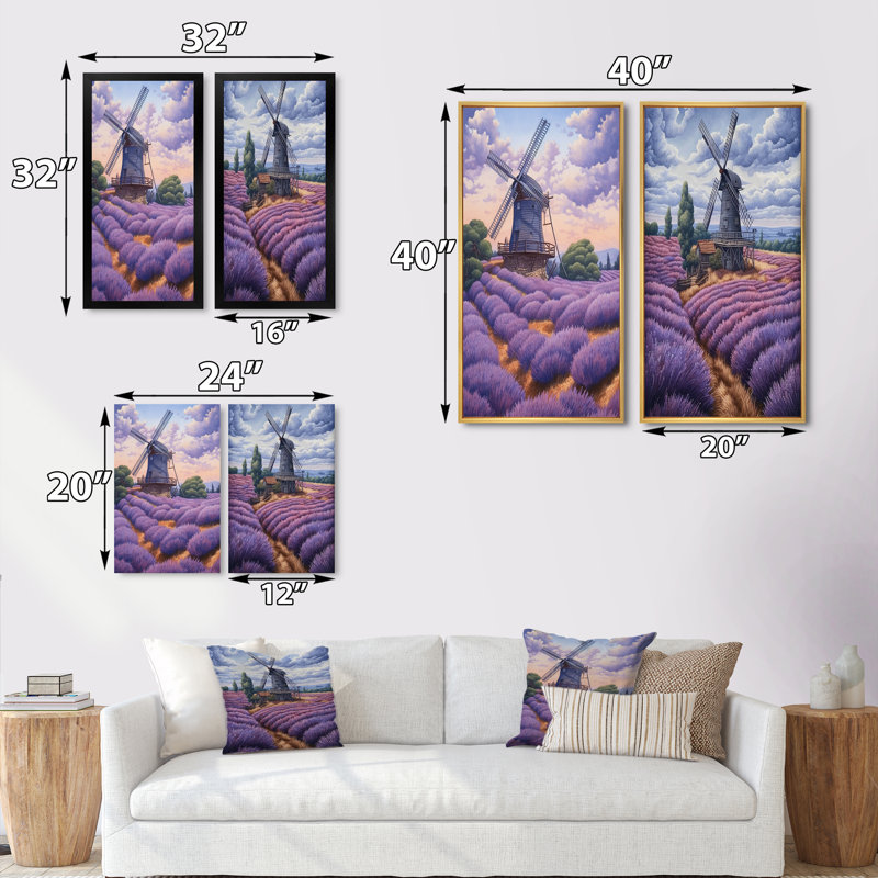 «Lavender Mills», 2 pièces, H 32 po x l 32 po, Cadre noir