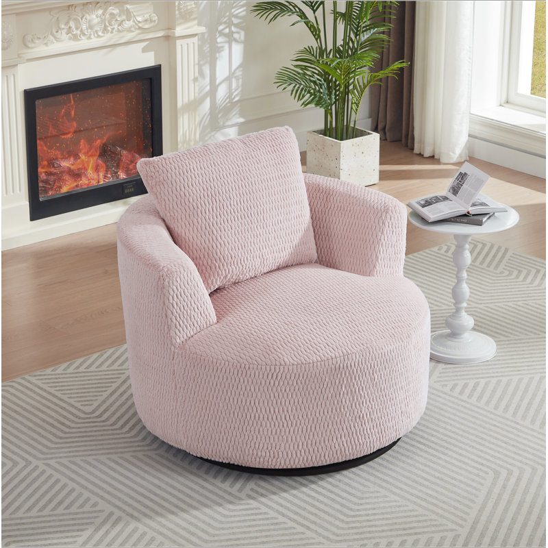 Fauteuil d'appoint pivotant à 360 ° compressible - siège moderne et confortable pour salon, bureau, appartement, Rose