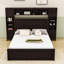 Grand lit plateforme en bois avec 4 tiroirs et armoires-488507588