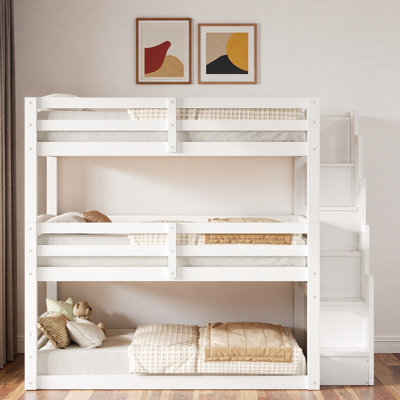 Triple Bunk Bed With Storage Staircase