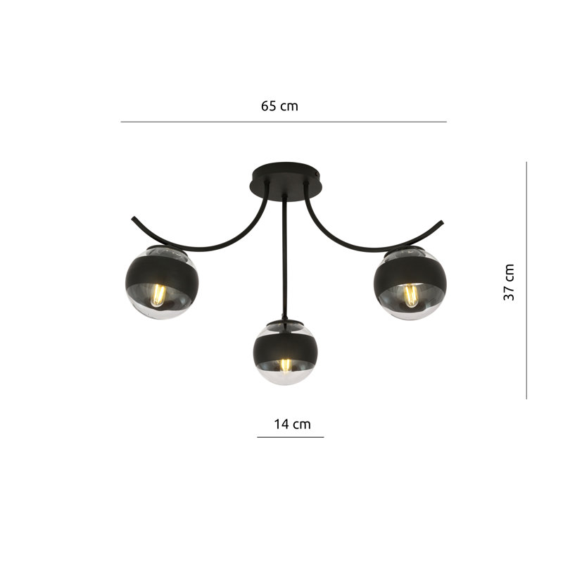 Jin 3 - Light Sputnik Chandelier, Transparent/Black