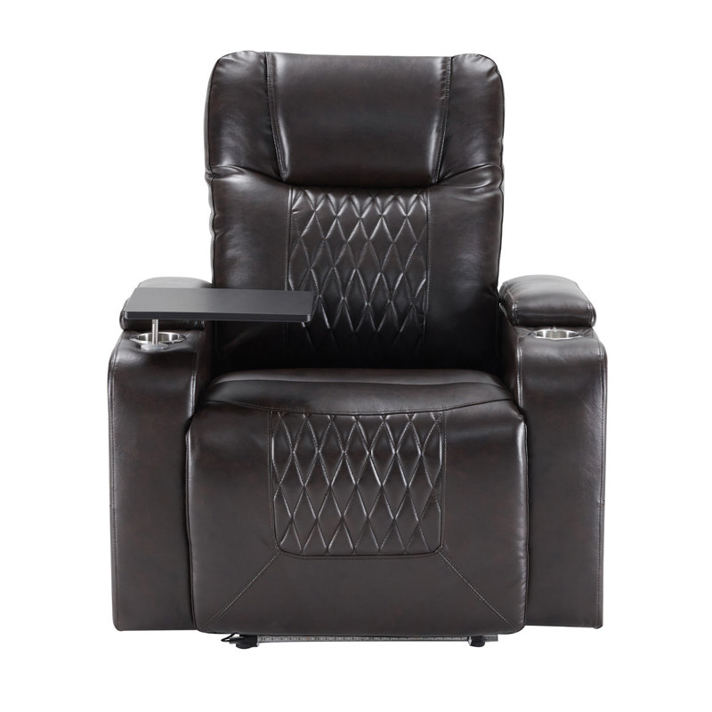 Fauteuil inclinable Power Motion avec chargement USB, rangement dissimulé et plateau pivotant à 360 °, Noir