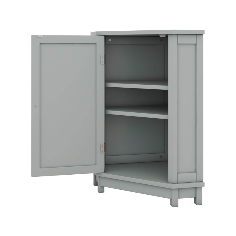 Armoire de salle de bain d'angle triangulaire avec tablettes réglables, Gris