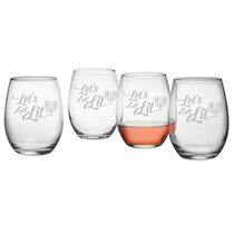 Funny Stemless Wine Glasses Set of 4 (15 Oz)- Funny Novelty Wine Glassware