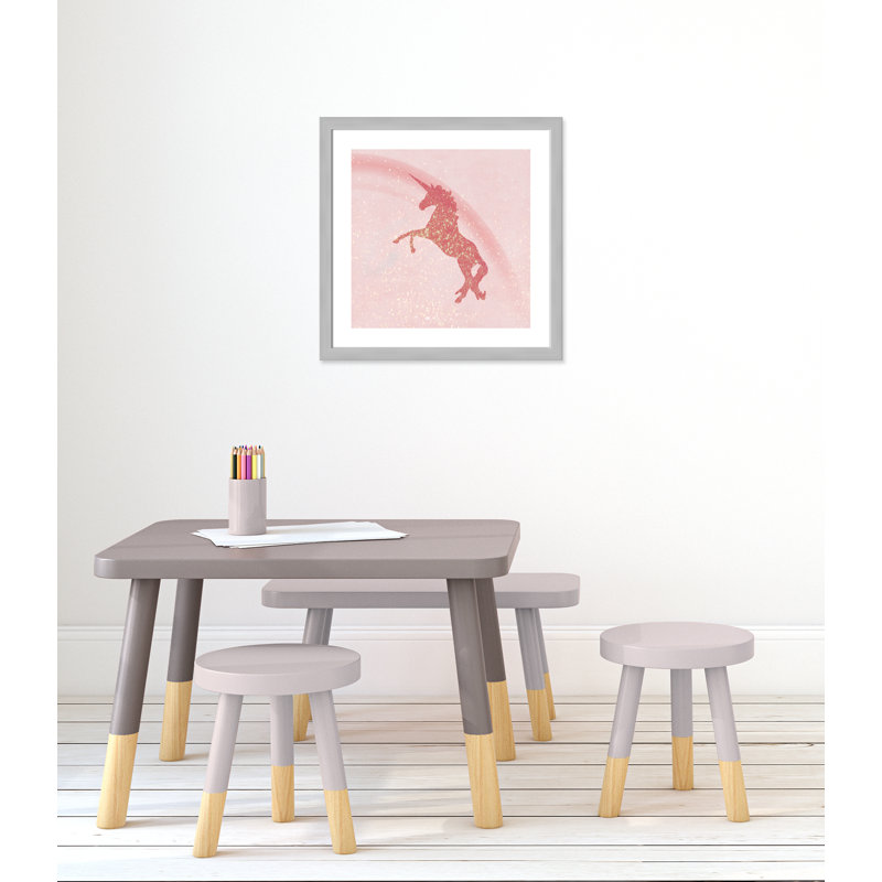 Paillettes licorne 2, H 24,5 po x l 24,5 po x P 0,63 po, Encadré plat argent