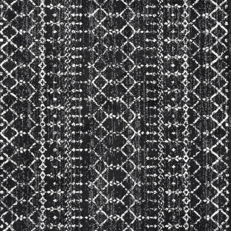 Tapis noir / ivoire Kateshia, Carré 5 pi