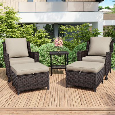 5-Piece Wicker Outdoor Patio Armrest Set by Lark Manor