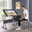 Rectangle Height Adjustable Flip Top 128cm L Modular Training Table Set and Chair Set with Modesty Panel