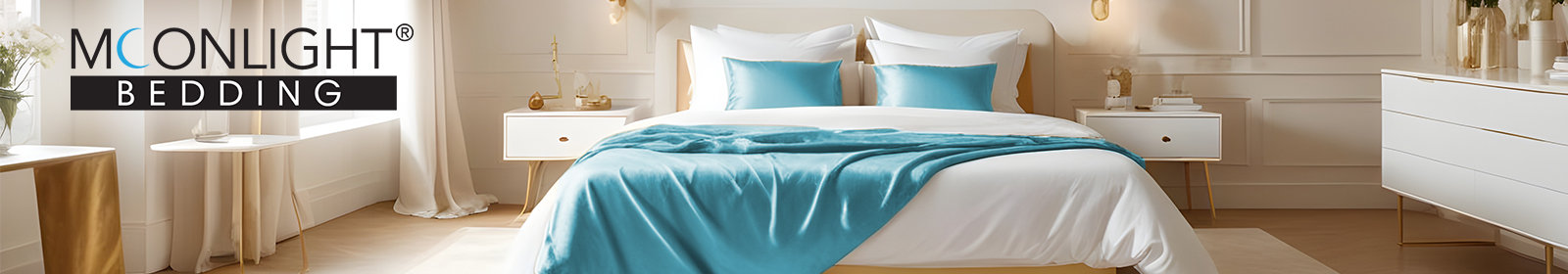 Modern bedroom with soft bedding, warm blankets, curtains and a textured rug for a cosy home feel.