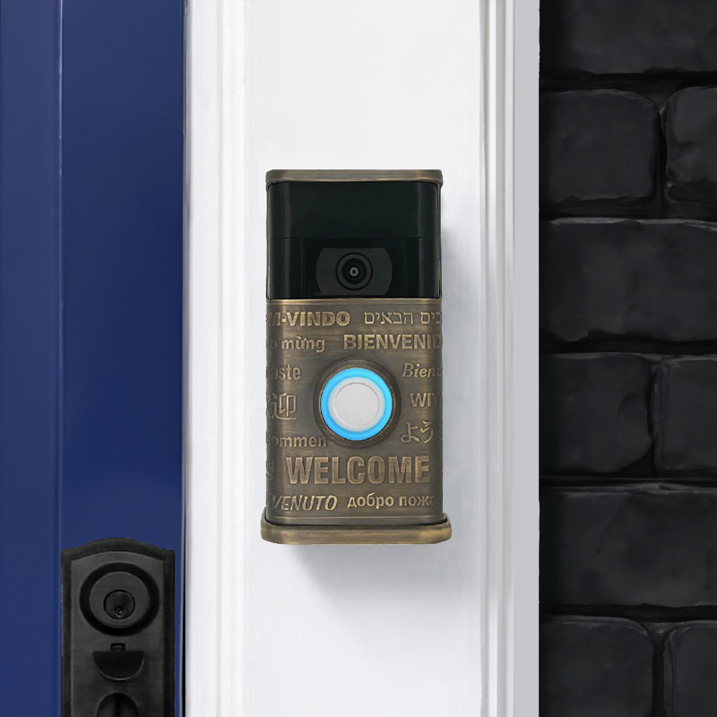 Housse de sonnette multicolore pour vidéo de bienvenue (compatible avec Ring 2nd Gen), Laiton antique