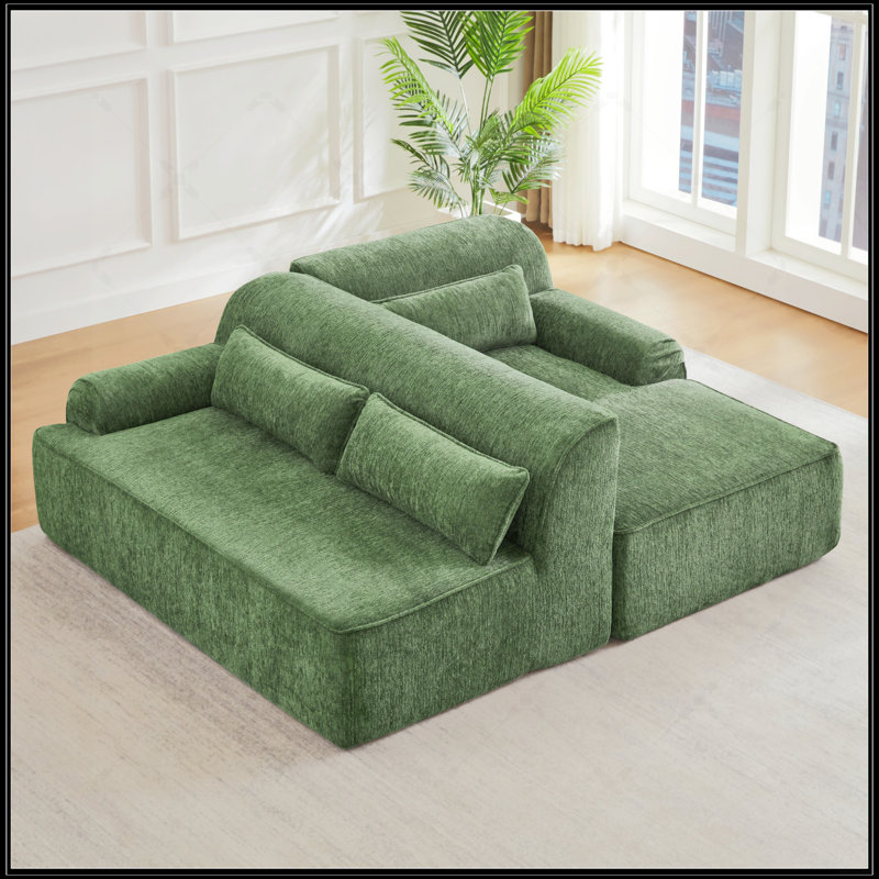 Canapé modulaire surdimensionné en L Chenille, design minimaliste, canapé-lit confortable pour les salons, les appartements et les espaces de réception