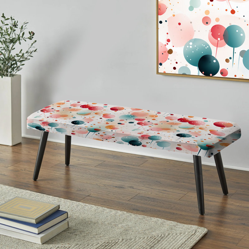 Ethereal Whispers Polka Dots Pattern - Polka Dots Upholstered Black Bench