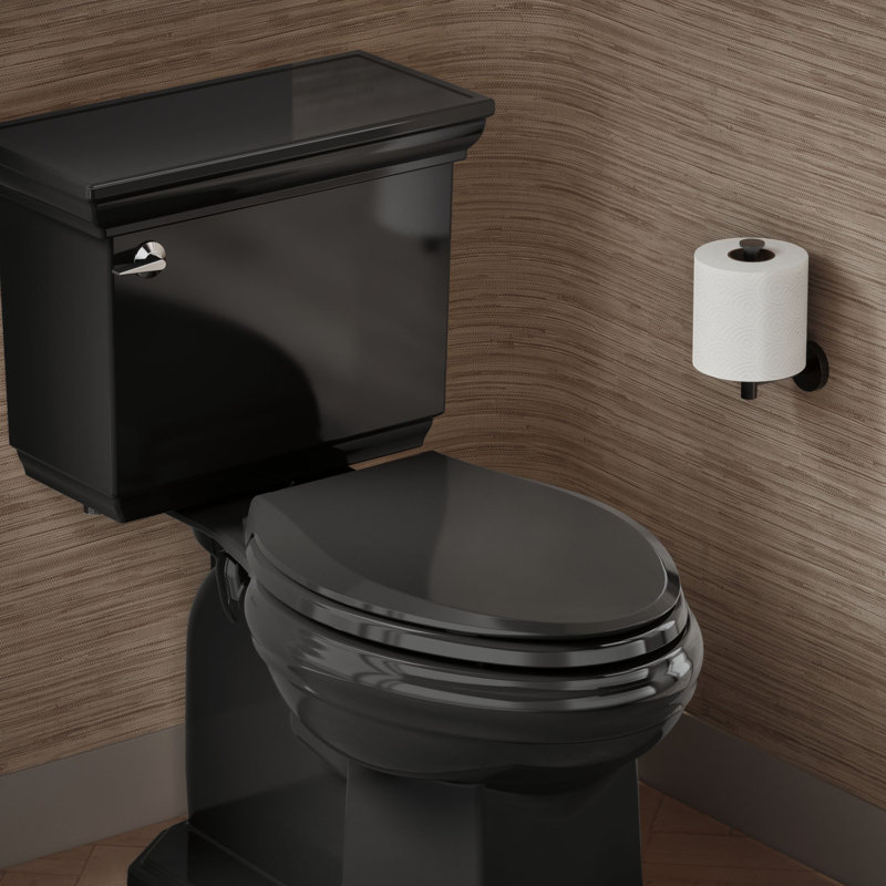 Cachet Nightlight Quiet-Close with Grip-Tight Elongated-Front Toilet Seat, Black, Ready Latch