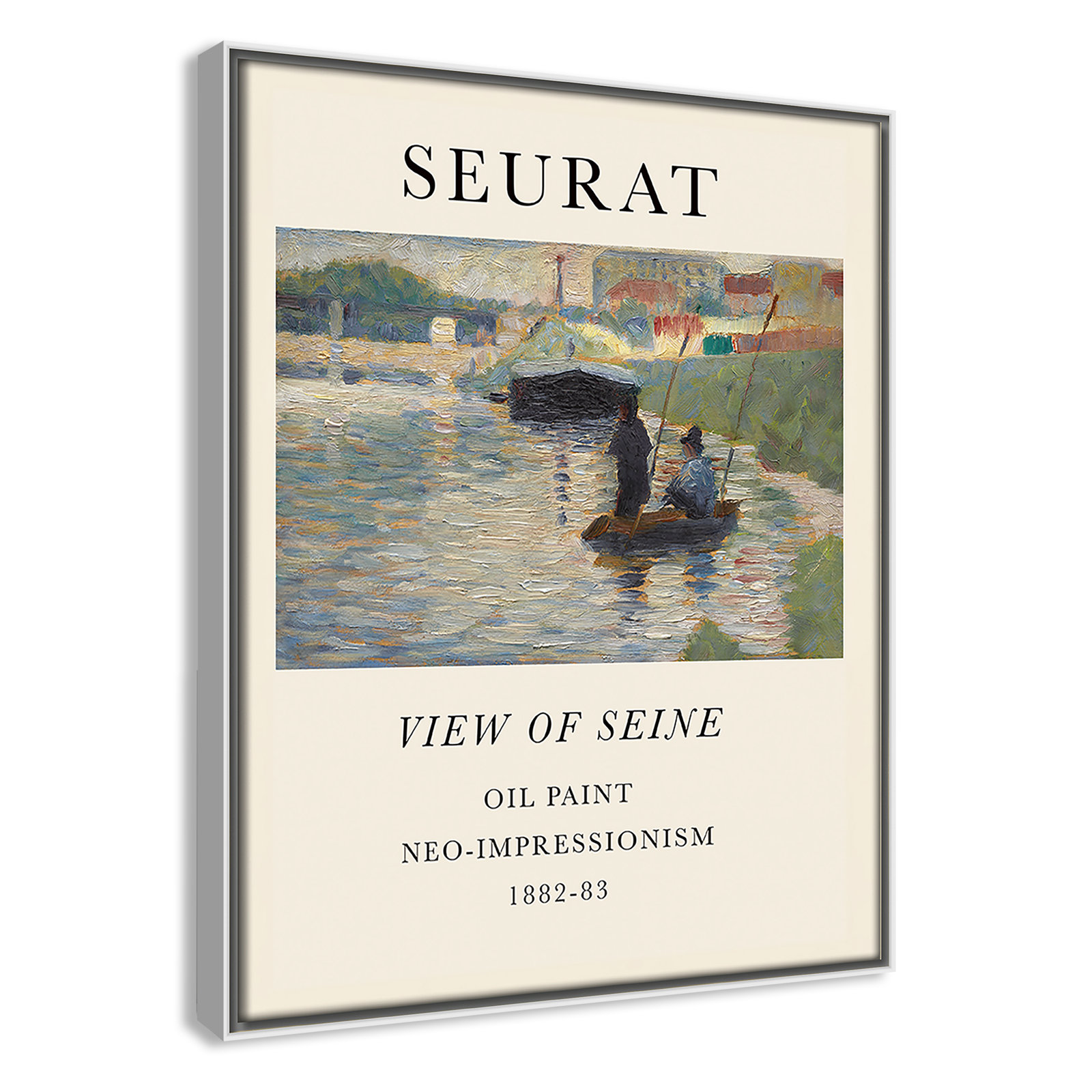 View Of Seine by Georges Seurat, No, 15.5" H x 12.5" W x 2" D, White Floater Frame