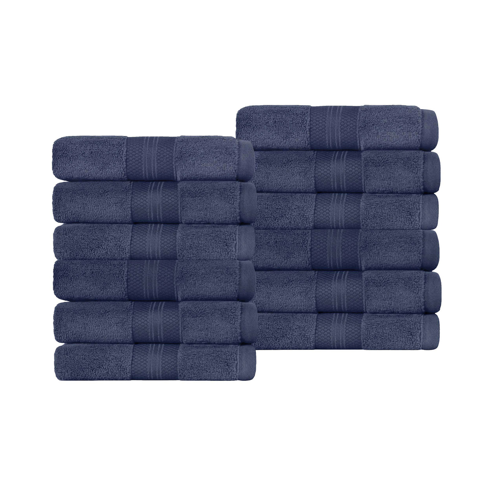 Finnian Ultra-Plush Heavyweight, 100% Turkish Towel Collection, Crown Blue, Washcloths - 12 Pack