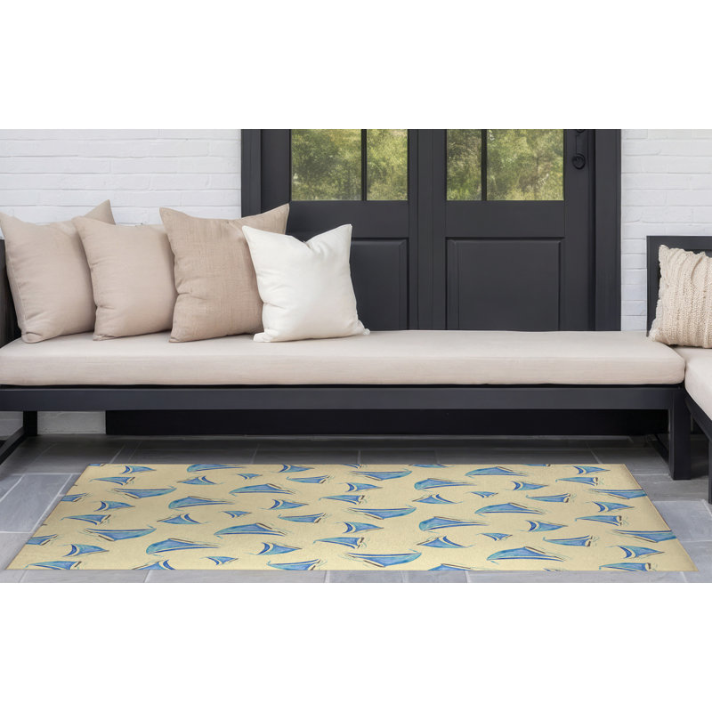 Summer Sailboats Outdoor Rug, Rectangle 8' x 10'