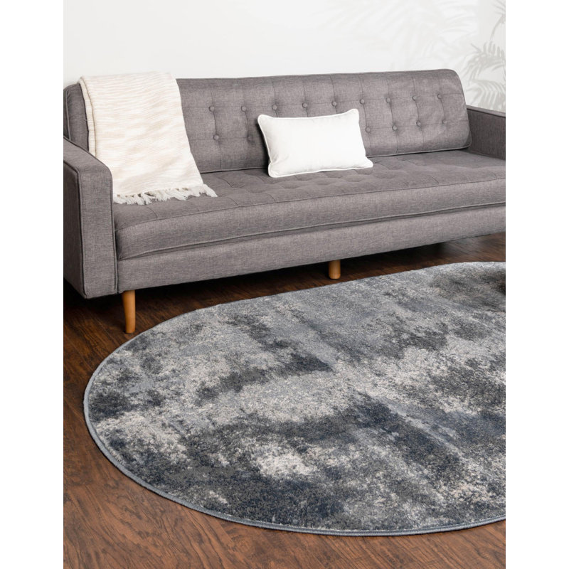 Tapis traditionnel Dunmyer couleur mer profonde, Ovale 5 pi 3 po x 8 pi