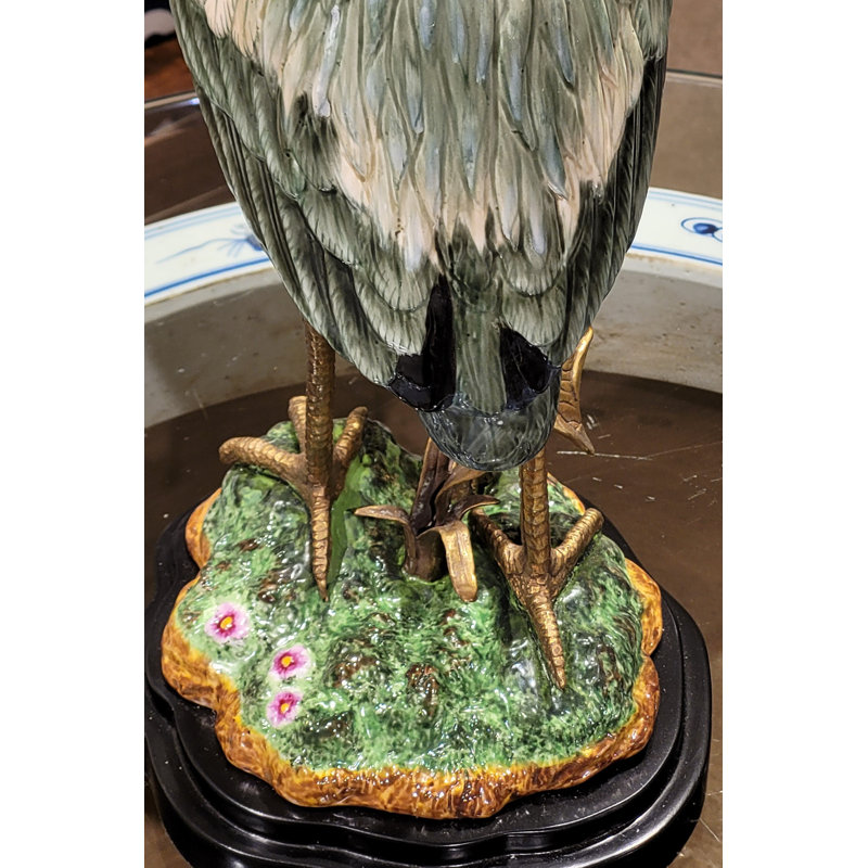 Porcelain Heron Figurine With Bronze Ormolu In Bird Figure Collection