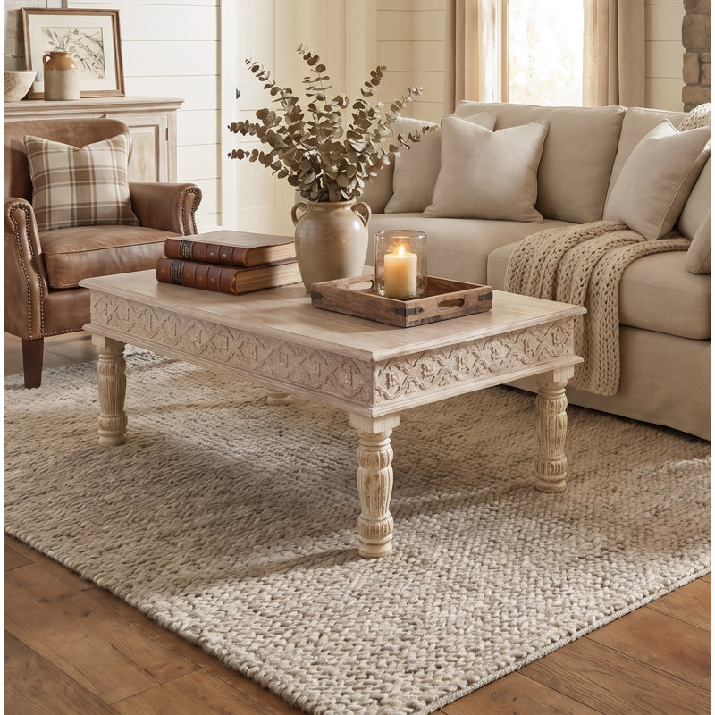 Aarohi Solid Wood Single Coffee Table, White