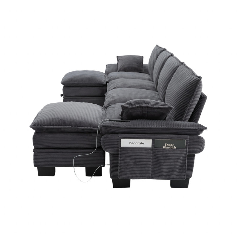 Canapé rembourré en velours côtelé Comfy, Gris foncé