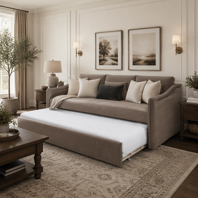 Daybed With A Trundle, Brown