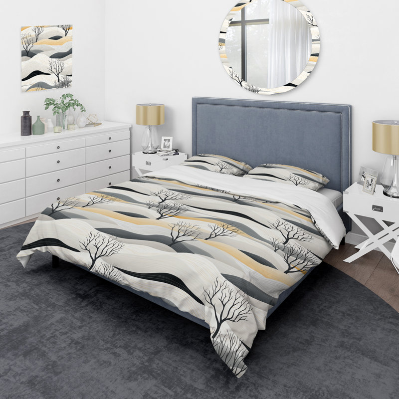 Ensemble de housse de couette gris minimaliste, Housse de couette pour très grand lit et 2 très