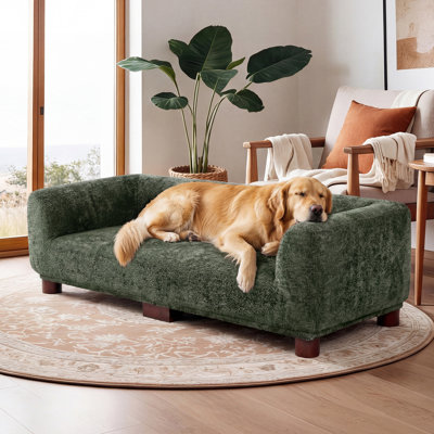 Canapé-lit rembourré pour animaux de compagnie pour chiens et chats, canapé pour animaux de compagnie moderne avec dossier, accoudoirs, coussin antidérapant, canapé pour chien surélevé avec sièges profonds