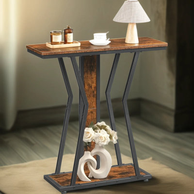 Narrow Console Table With Storage, 2-Tier Sofa Table For Behind Couch, Modern Entryway Table For Living Room, Hallway, Foyer, And Bedroom