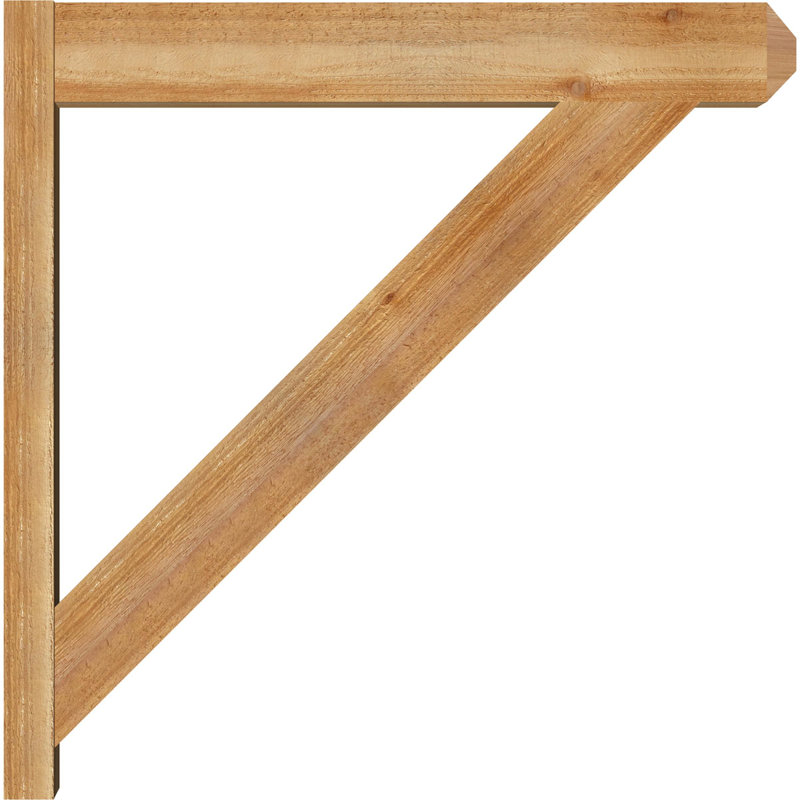 Traditional Craftsman Rustic Wood Outlooker, 32" D x 32" H, 6" W Western Red Cedar (Rough Sawn)