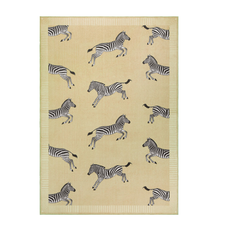 Machine washable non slip area rug for living room, zebra leopard animal pattern , zebra, 60*100cm