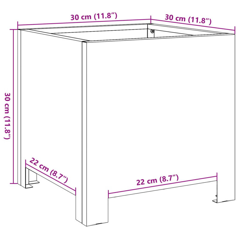 Planter Box, 30cm H x 30cm W x 30cm D, Black