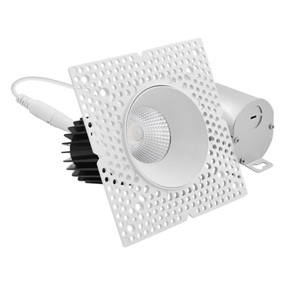 Projecteur encastré à DEL sans cadre 3 pouces LUXRITE, 15W, 1100LM, 5CCT 2700K-5000K, 60 °, à intensité variable, IRC 90, homologué IC, plafonnier en plâtre, homologué ETL, blanc