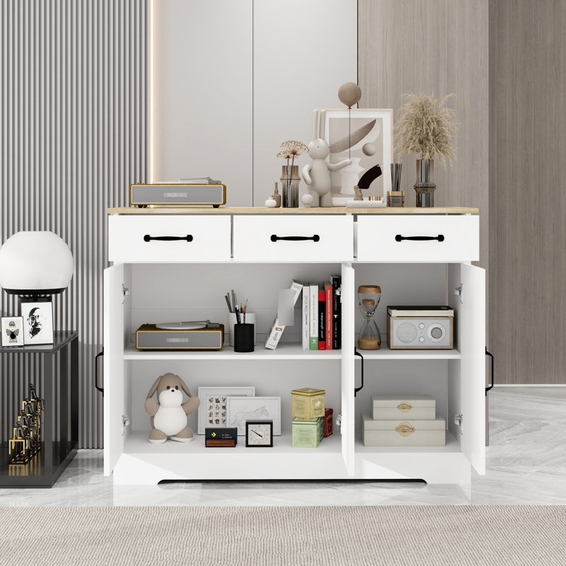 Armoire à sacs avec 3 tiroirs et portes, armoire de chambre à finition blanche, rangement polyvalent, look attrayant