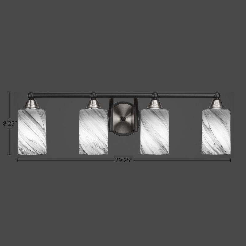 Barre d'éclairage de salle de bain 4 lumières Michell, Noir mat / nickel brossé