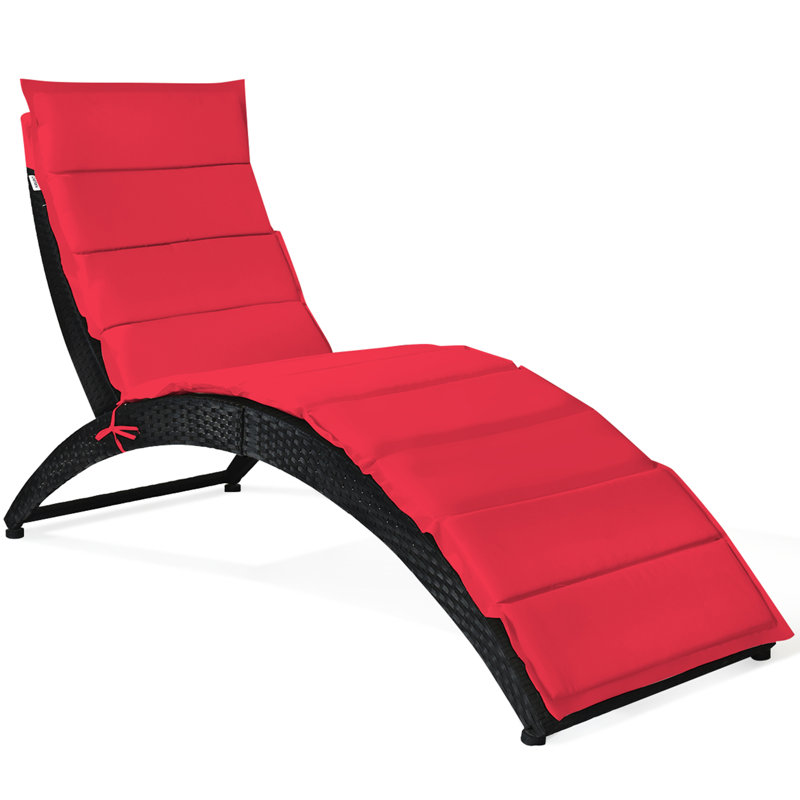 Chaise longue simple de 64 po avec coussins, Rouge