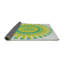 Laine tissée à la main et polyester gris/vert/jaune Tapis décoratif-107216308