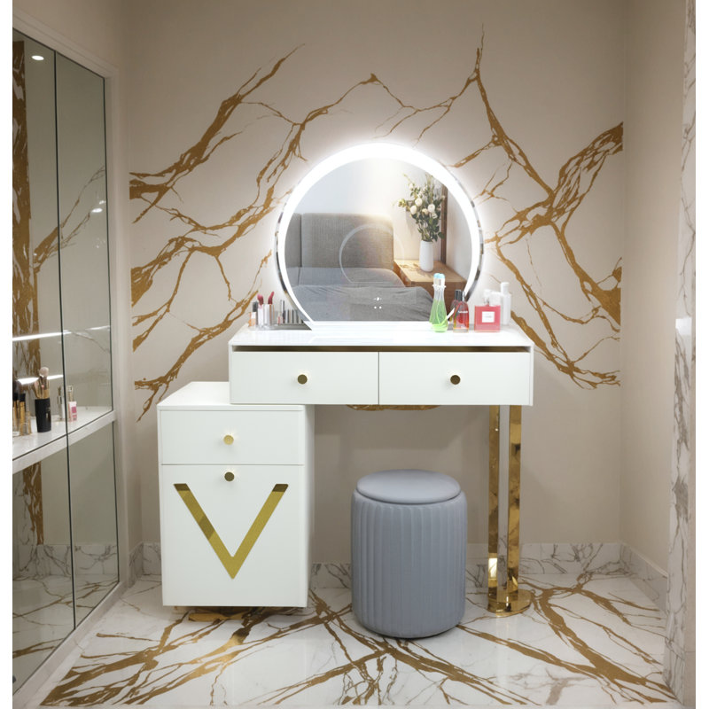 Meuble-lavabo avec miroir et tabouret Suzie