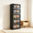Black, 24" Side Wide Folding Storage Cabinet ,5 Tiers,23.62"×13.78"×59.84",Collapsible Storage Bins With Magnetic Door, Plastic Storage Cabinet With Wheels-943388942