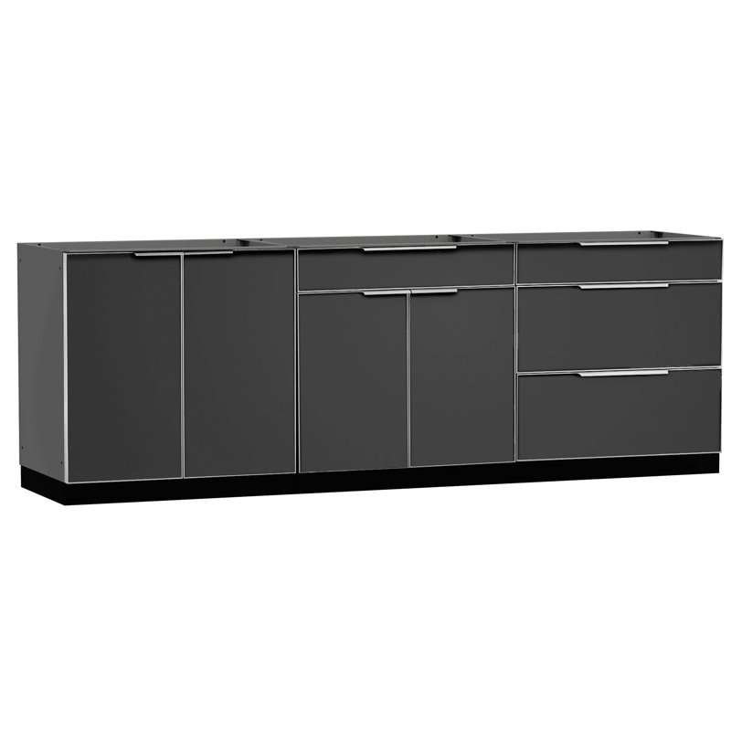 Outdoor Kitchen Aluminum 96" W x 24" D x 36.5" H 3-Piece Modular Cabinet Set, Aluminum in Slate Gray, No