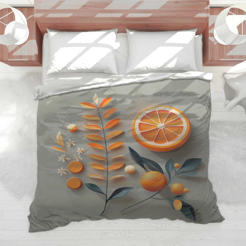 Édredon orange moderne, Grand lit