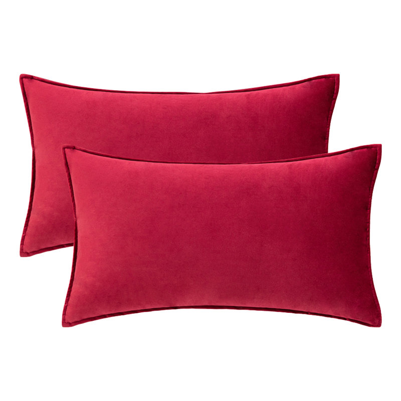 Velvet Reversible Throw Pillow, Red, Cotton