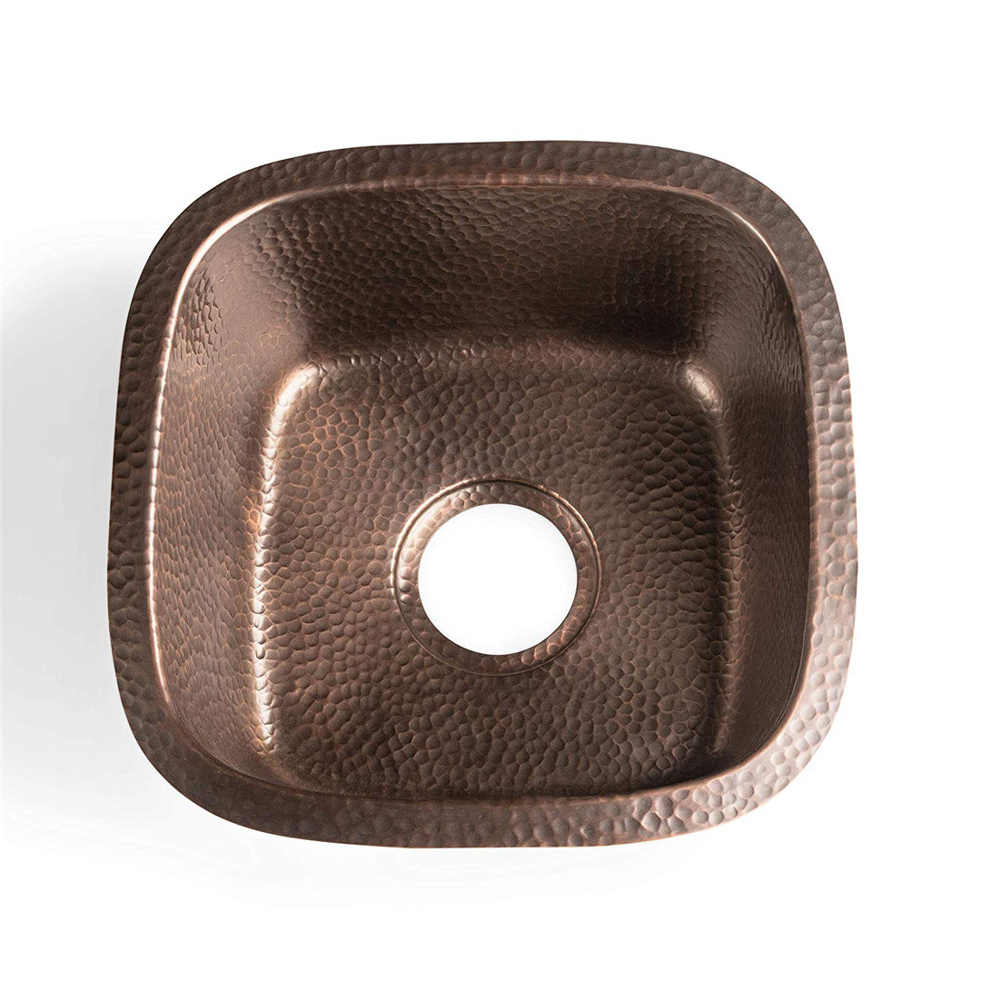 Pure Copper Hand Hammered Atlas Dual Mount Single Bowl Bar Prep Sink 15" Monarch Abode