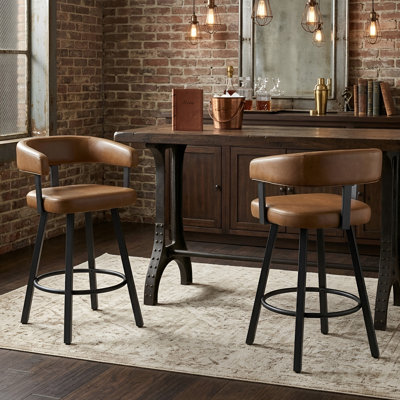 21.75'' W Upholstered Counter Stool with Metal Footrest (Set of 2)