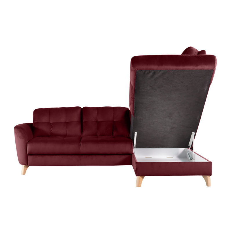 Hunnewell Sleeper Corner Sofa, Right Hand Facing, Wine