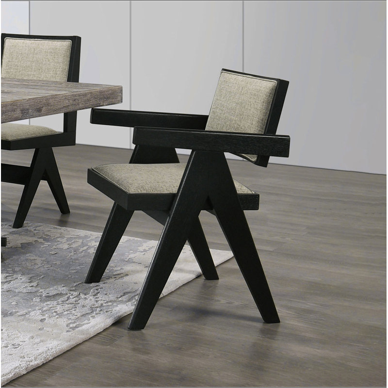 Chaises de salle à manger avec accoudoirs noirs et gris, Noir