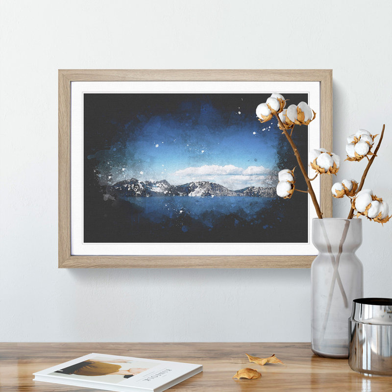 Crater Lake in Oregon - Framed Print, 45cm H x 63cm W x 2cm D, Oak Framed